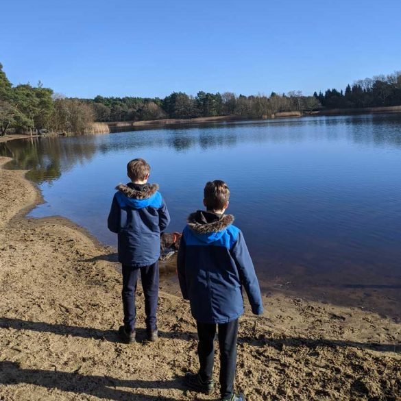 Children at Frensham Pond family walk, Surrey