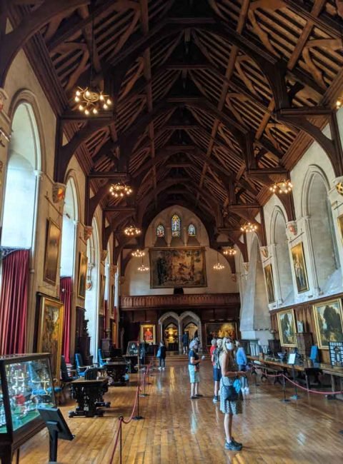 Ornate valulted wooden ceiling in Grand Hall at Arundel Castle