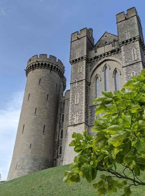 Looking up at Arundel Castle Turrets