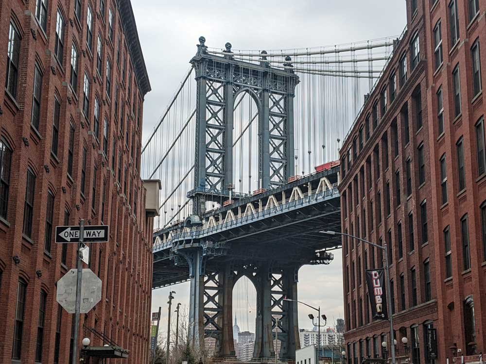 View of Manhattan Bridge from Dumbo, New York