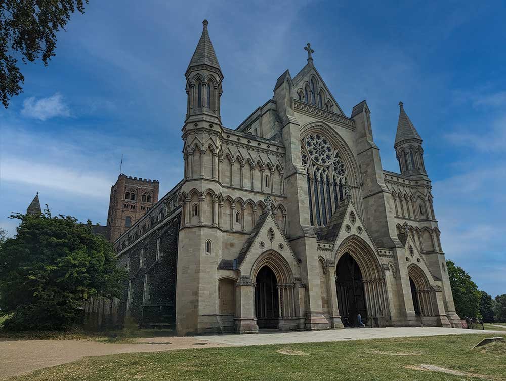 St Albans Cathedral view, Hertfordshire, UK