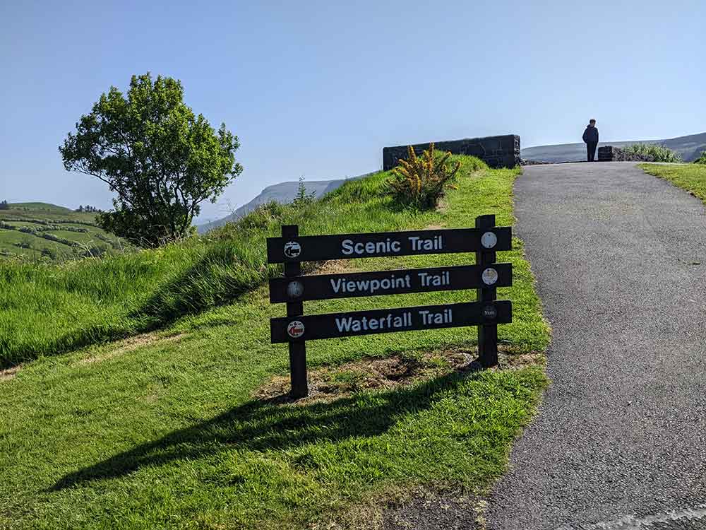 signs for the trails at Glenariff Forest Park