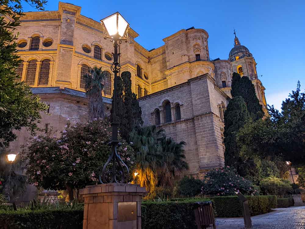 Malaga Cathedral by night