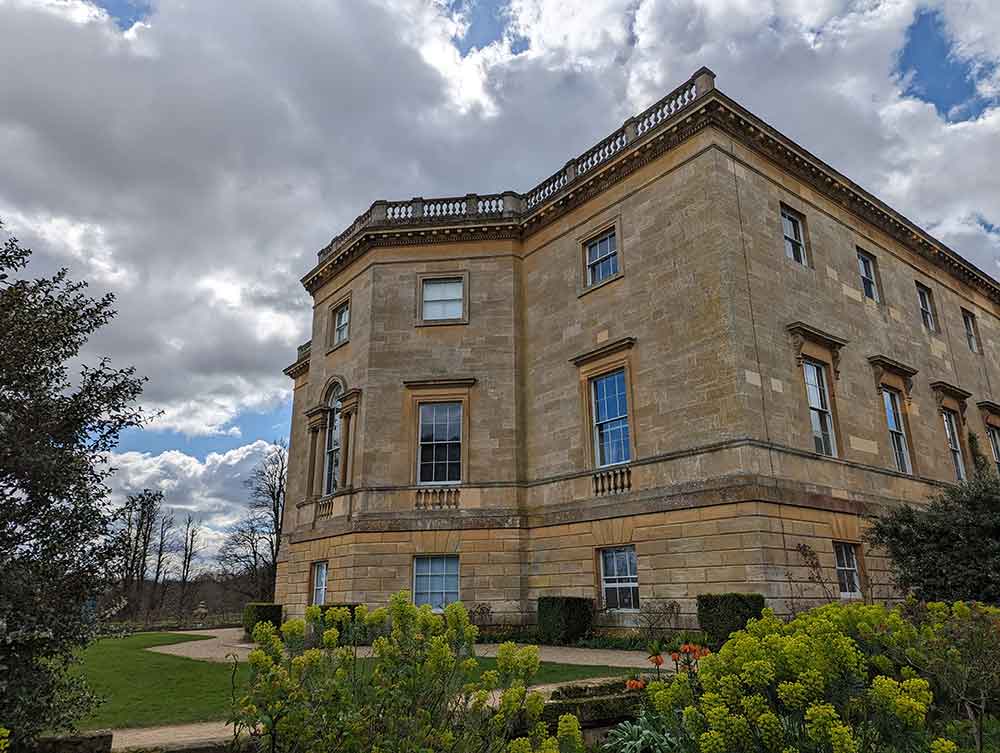 Rear of stately home, Basildon house, and formal gardens