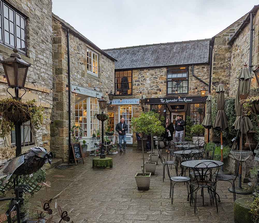 Quaint court yard of shops at Hebdon Court, Bakewell, Peak District