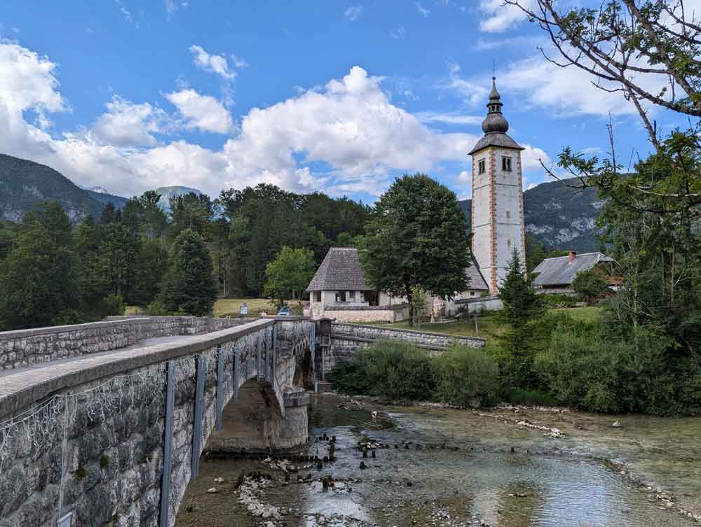 Lake Bohinj church view