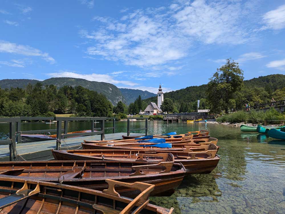 Rowing boats on Lake Bohinj