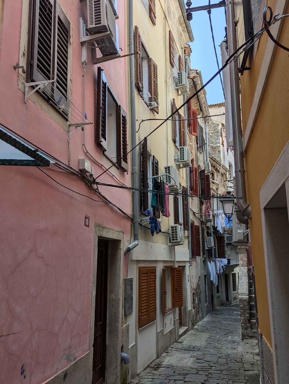 Winding alleyway in old town, Piran, Slovenia