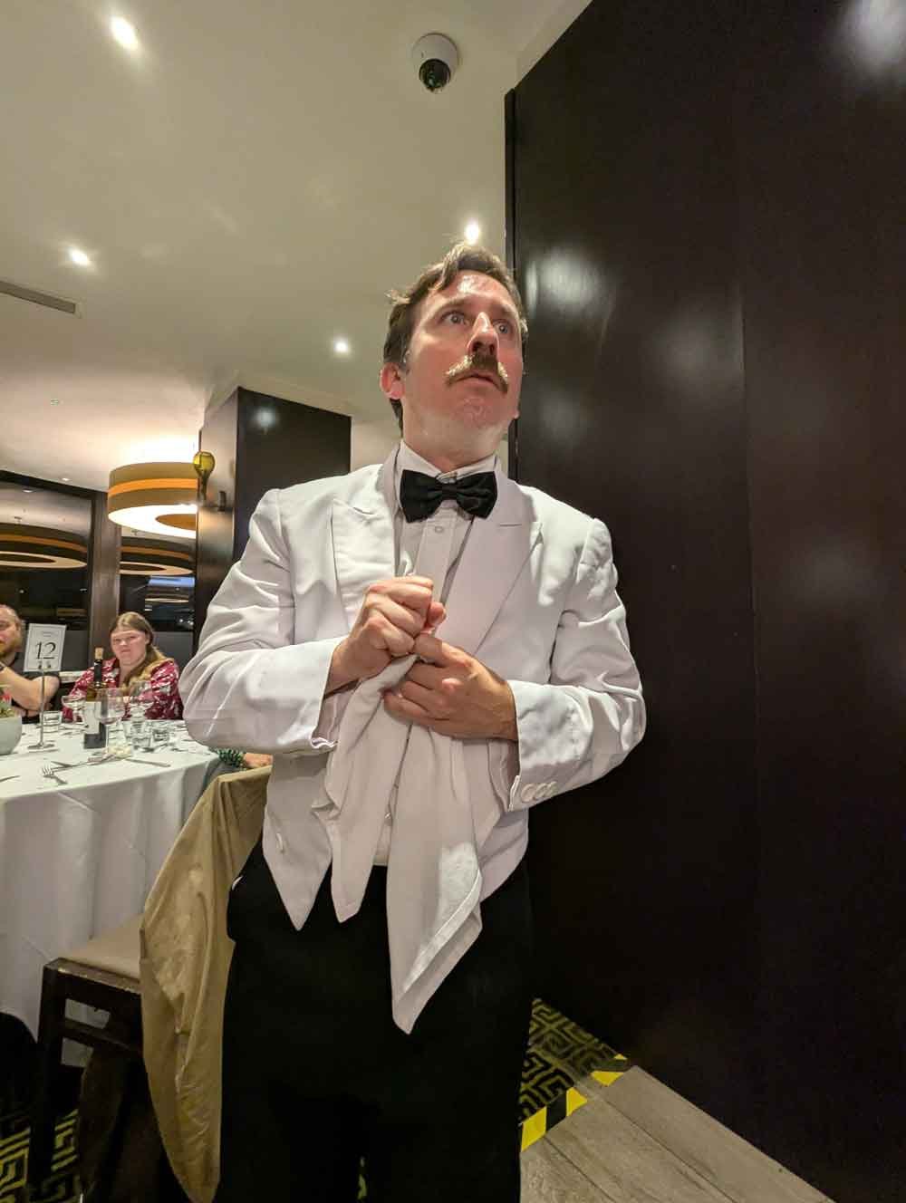 Manuel at the Fawlty Towers Manuel, waiter looking nervous at the Fawlty Towers