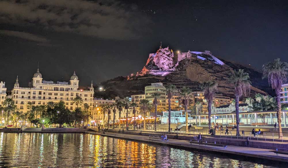Alicante Castle and Marina at night, Alicante Alicante Castle and Marina at night, Alicante