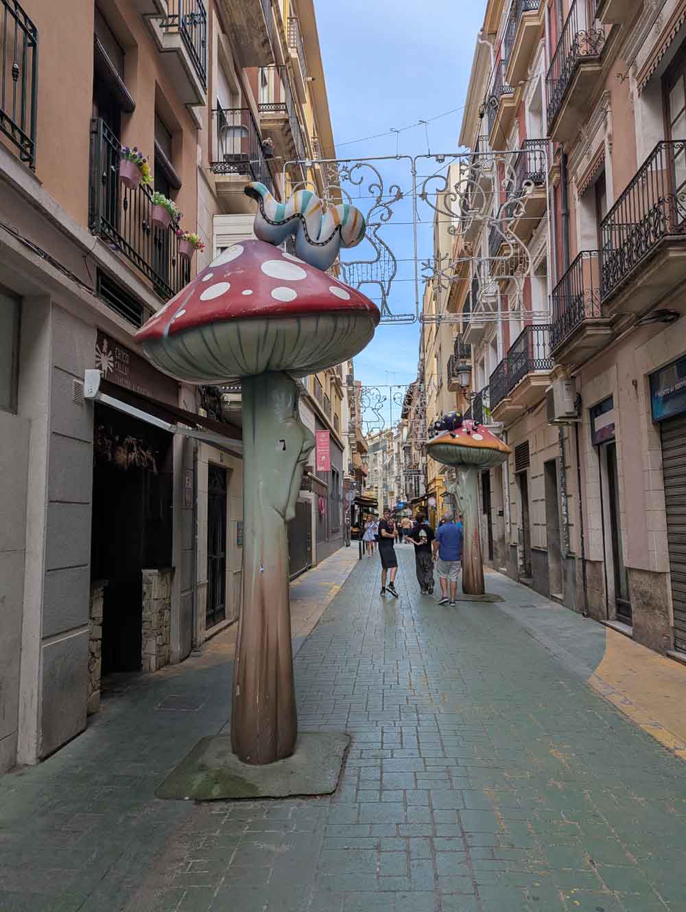 Mushroom Street, Alicante Tall Mushroom Statue, Mushroom Street, Alicante