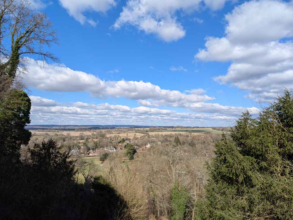 Views from the Zig Zag Walk, Selborne Views from the top of the hill over the Hampshire countryside. Blue skies with clouds