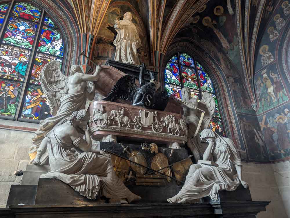 Statues of angels in an ornate chapel at Wawel Cathedral, Krakow