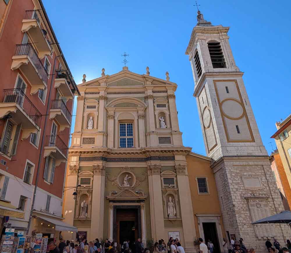 Front image of Nice Cathedral in France