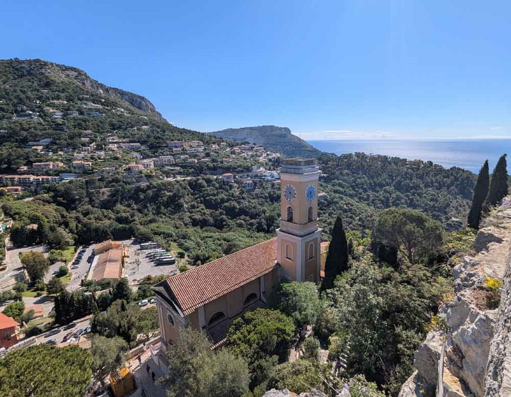 Views from the top of Eze looking down over the church and the landscape below.