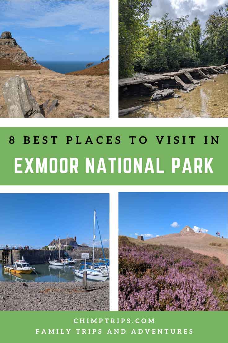 Pinterest cover - 8 best places to visit in Exmoor National Park (with 4 different images of the park)