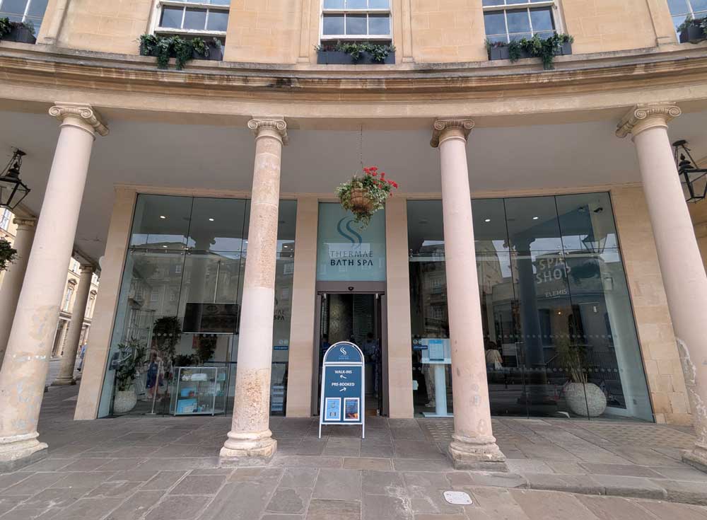 Pillars at entrance to the Thermae Bath Spa