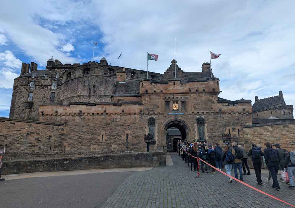Edinburgh Castle with visitors going in