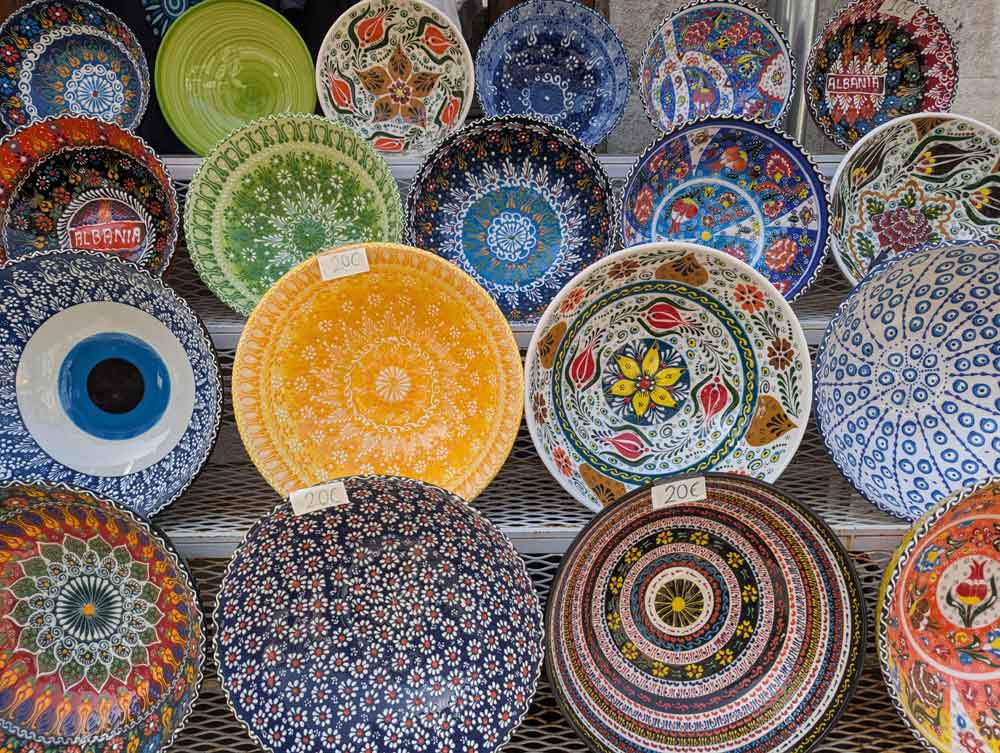 Colourful bowls in Gjirokaster Bazaar