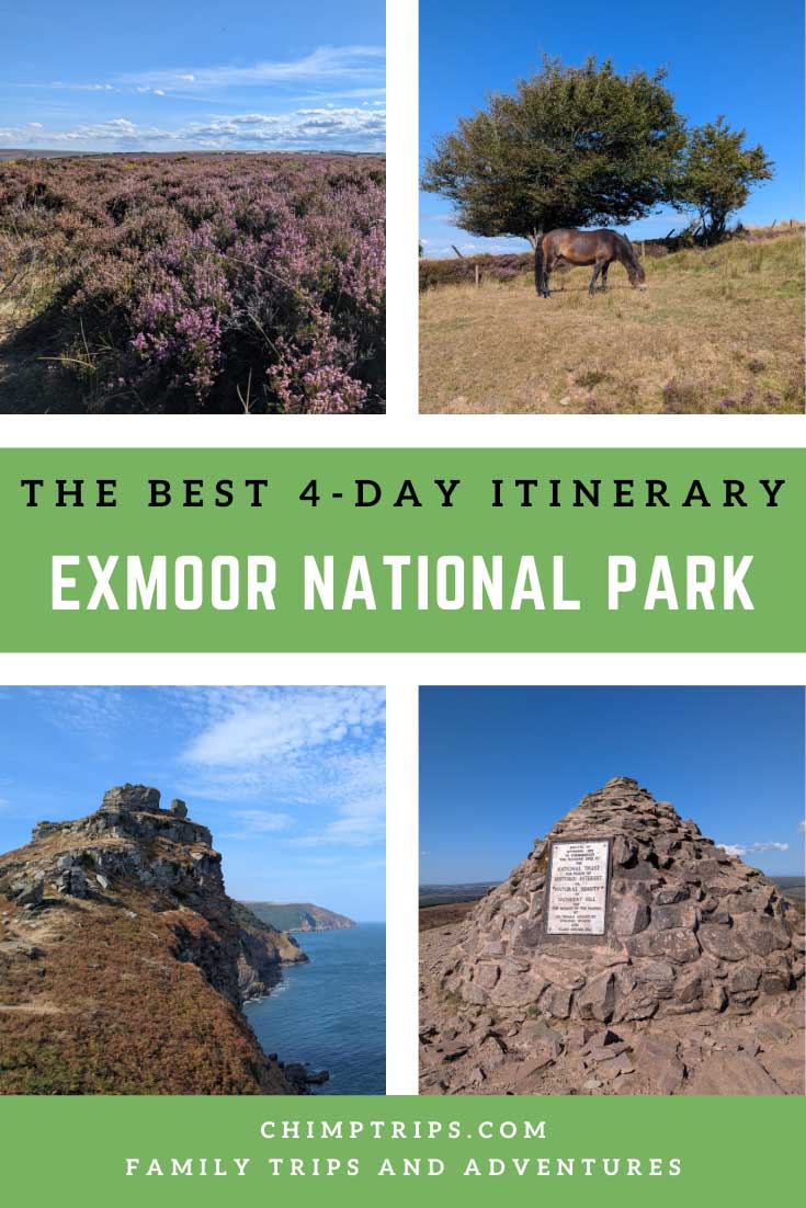 Pinterest: The best 4-day Exmoor Itinerary with 4 different pictures from Exmoor National Park